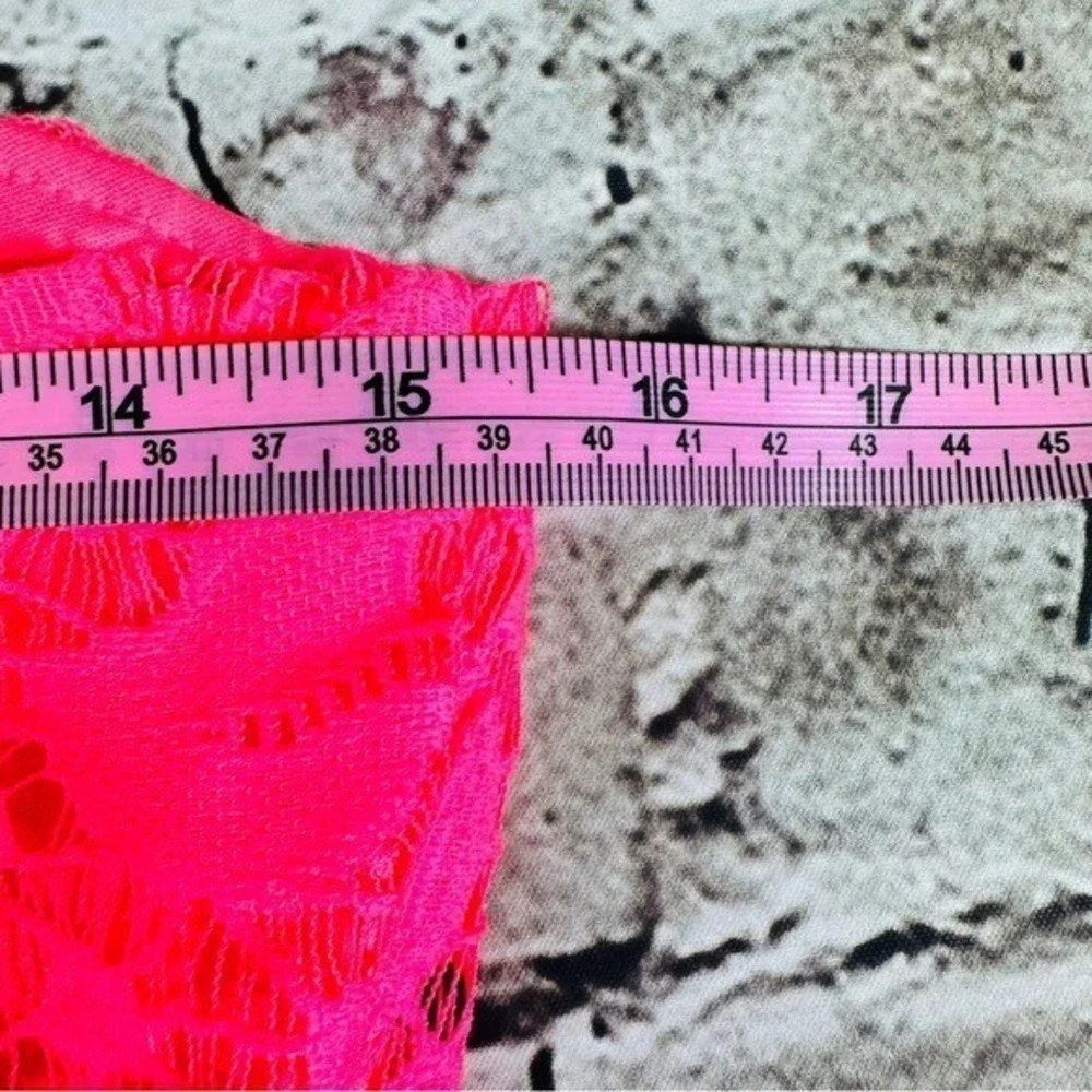 Speechless Lace Dress Womens L‎ Neon Pink High Neck Fit Flare Mini NWT